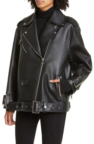Shop Stand Studio Jade Faux Leather & Faux Shearling Biker Jacket In Black