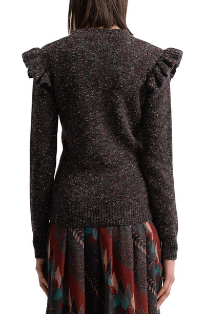 Shop Molly Bracken Ruffle Shoulder Sweater In Brown