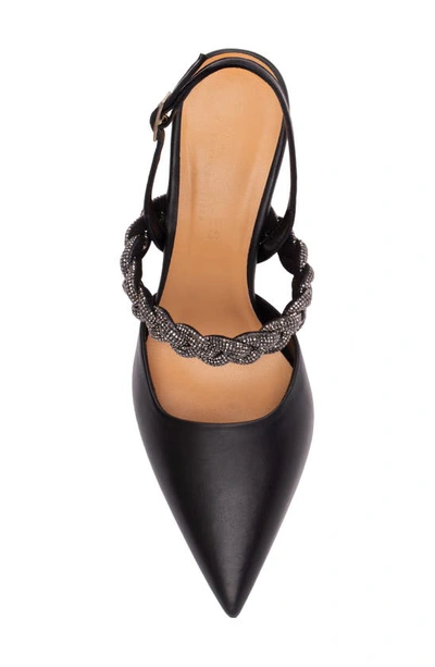 Shop Beautiisoles Celine Slingback Pointed Toe Pump In Black Leather