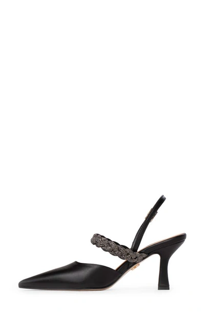 Shop Beautiisoles Celine Slingback Pointed Toe Pump In Black Leather