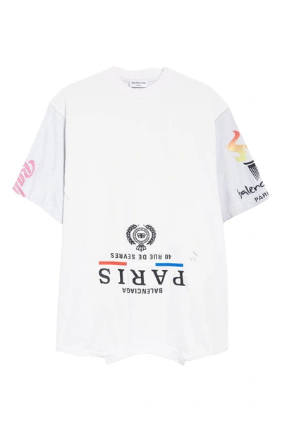 Balenciaga Speed Hunters Oversize Upside Down Graphic Tee In Mix Of White W