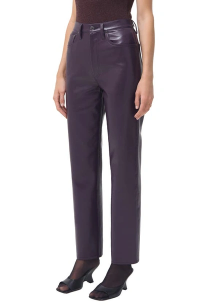 Shop Agolde '90s Pinch Waist Recycled Leather High Waist Pants In Night Shade