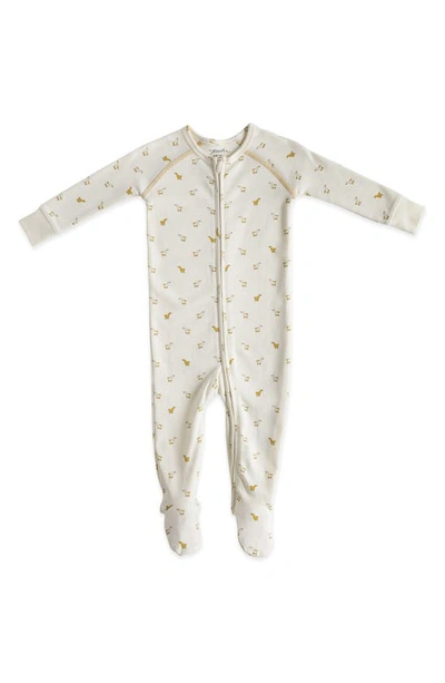 Shop Pehr Hatchlings Zip Fitted One-piece Organic Cotton Pajamas In Ivory Duck