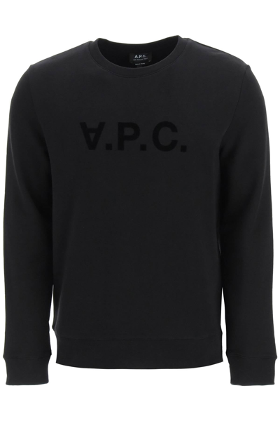 Shop Apc A.p.c. Flock V.p.c. Logo Sweatshirt In Black