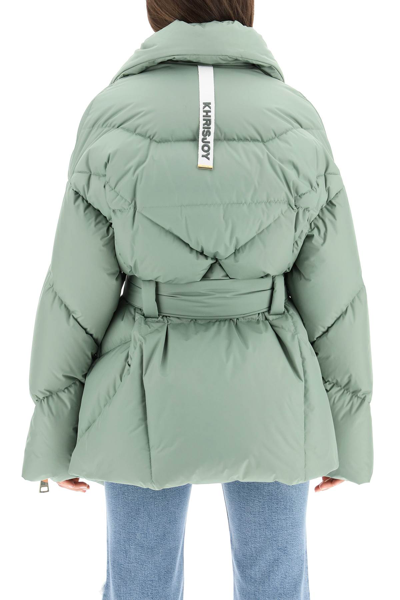 Shop Khrisjoy New Iconic Belted Down Jacket In Green