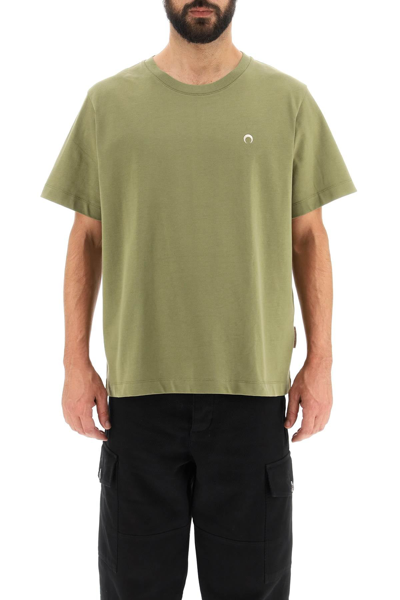 Shop Marine Serre Organic Cotton Logo T-shirt In Green