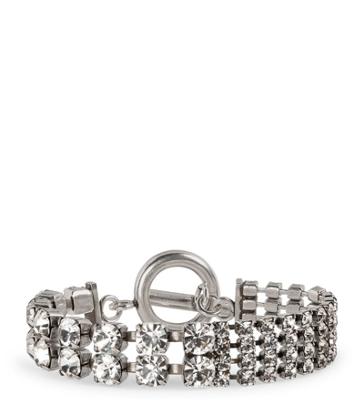 Shop Isabel Marant Crystal Chain Bracelet In Silver