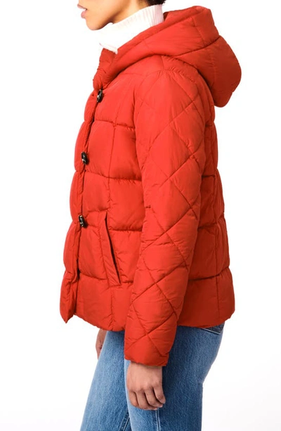 Shop Bernardo Hooded Recycled Polyester Puffer Jacket In Molten Lava