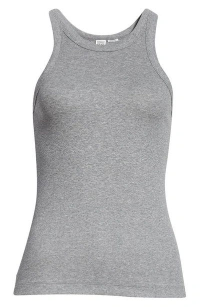 Shop Totême Espera Rib Stretch Organic Cotton Tank In Grey Melange