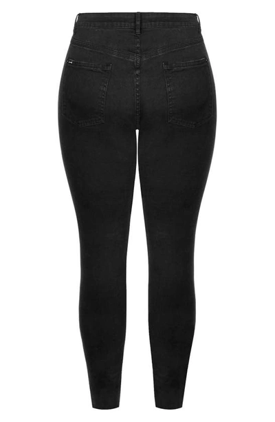City Chic Rock 'n' Roll Ripped Skinny Jeans In Black