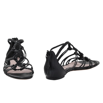 Shop Alexander Mcqueen Braided Gladiator Sandal In Black