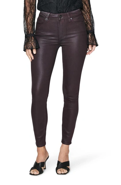 Paige Hoxton Coated High Waist Ankle Skinny Jeans In Black Cherry Luxe Coating