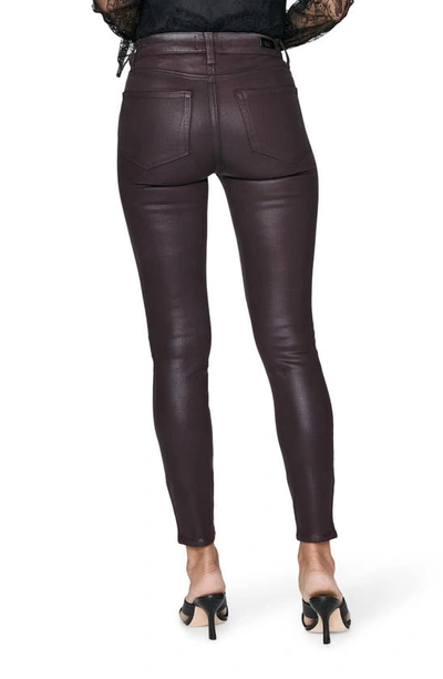 Paige Hoxton Coated High Waist Ankle Skinny Jeans In Black Cherry Luxe Coating