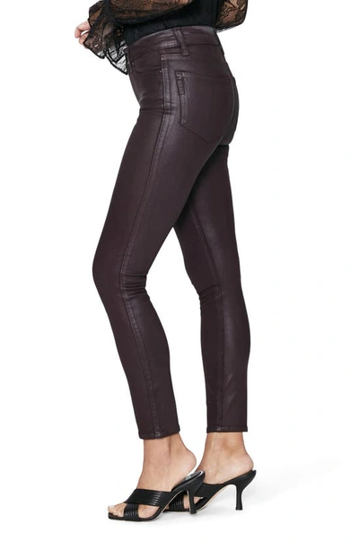 Paige Hoxton Coated High Waist Ankle Skinny Jeans In Black Cherry Luxe Coating