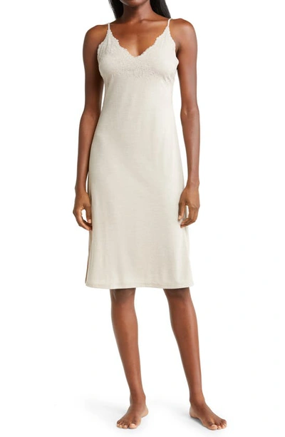 Shop Natori Luxe Shangri-la Nightgown In Cashmere W/ Cocoon