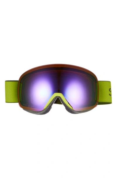 Shop Smith Skyline 157mm Chromapop™ Snow Goggles In Algae Olive / Chromapop Violet