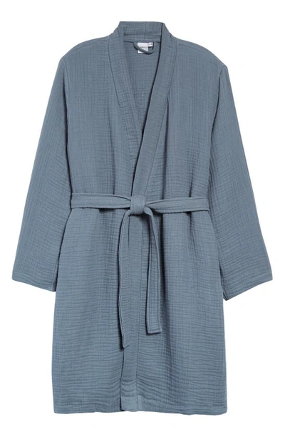 Shop House No.23 Alaia Cotton Robe In Aegean Blue