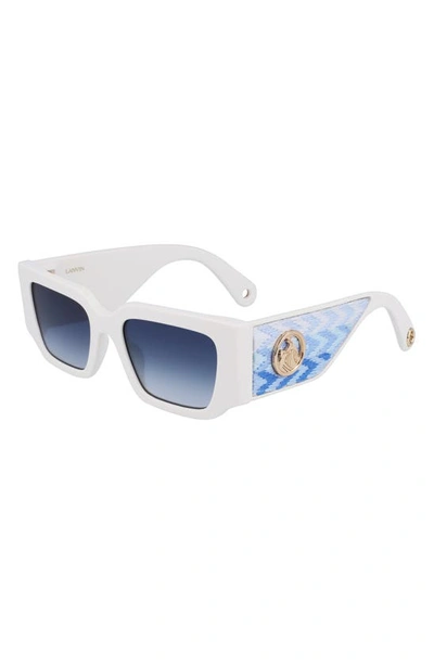 Shop Lanvin 52mm Rectangle Sunglasses In White