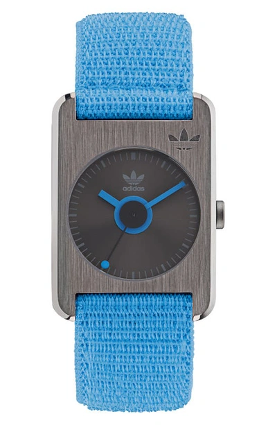 Adidas Originals Retro Pop One Nylon Strap Watch, 31mm In Gunmetal/ Grey/  Light Blue | ModeSens