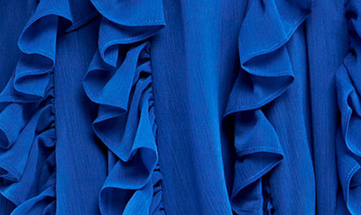 Endless Rose Ruffle Tie Front Long Sleeve Minidress In Royal Blue