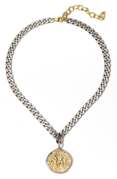 Shop Child Of Wild Empire Pendant Choker Necklace In Silver