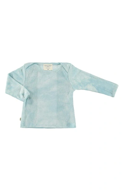 Shop Paigelauren Ribbed Cotton & Modal Long Sleeve T-shirt & Pants Set In Marble Teal