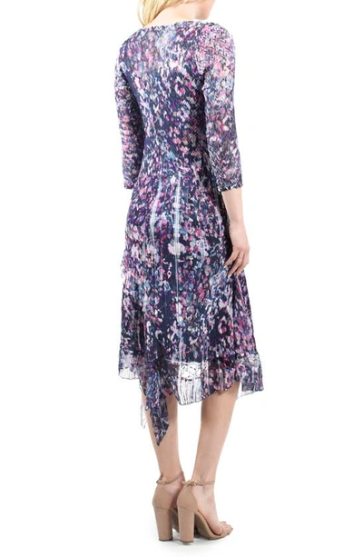 Shop Komarov Handkerchief Hem Chiffon Cocktail Dress In Purple Hybrid