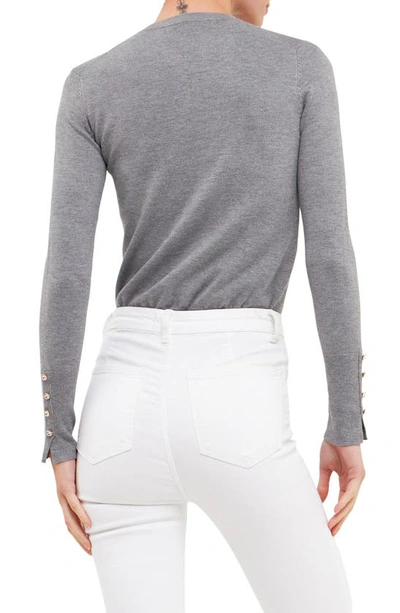Endless Rose Button Cuff Sweater In Grey