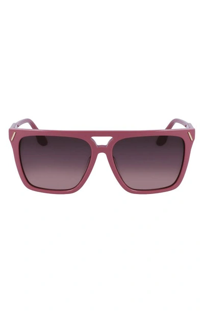 Shop Victoria Beckham 57mm Gradient Navigator Sunglasses In Rose