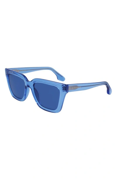 Shop Victoria Beckham 53mm Rectangle Sunglasses In Teal Blue