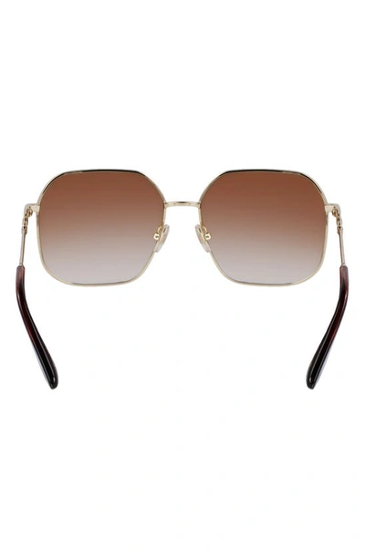 Shop Victoria Beckham 58mm Square Sunglasses In Gold/ Honey