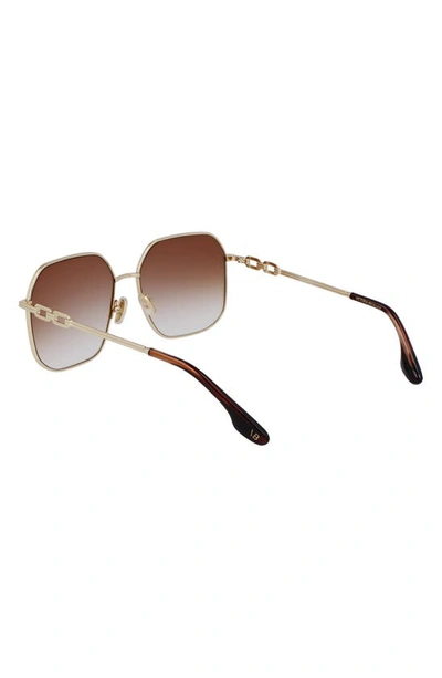Shop Victoria Beckham 58mm Square Sunglasses In Gold/ Honey