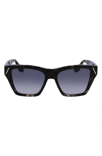 Shop Victoria Beckham 55mm Modified Rectangle Sunglasses In Vintage Grey Havana