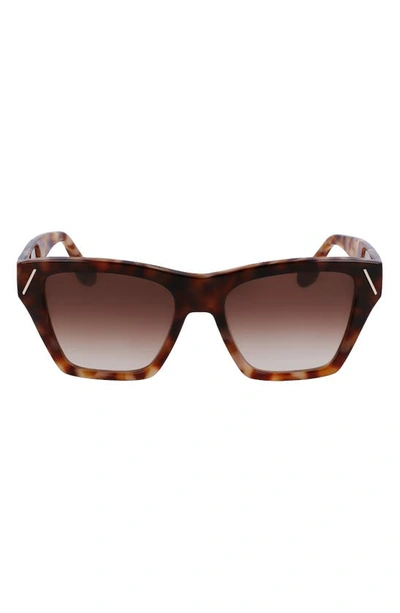 Victoria Beckham Classic V Modified Square Acetate Sunglasses In Light Havana Fade
