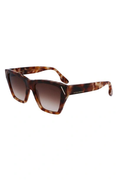 Shop Victoria Beckham 55mm Modified Rectangle Sunglasses In Light Havana Fade