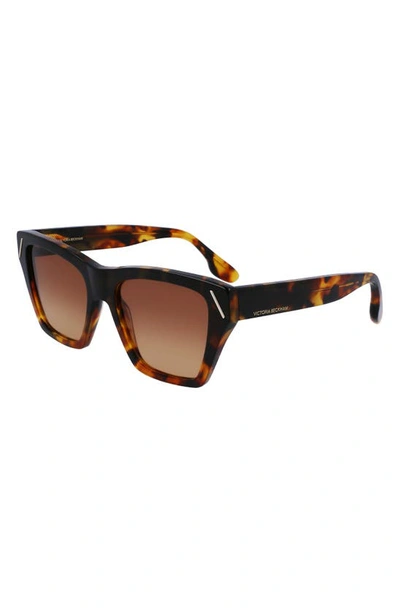 Shop Victoria Beckham 55mm Modified Rectangle Sunglasses In Dark Havana Fade