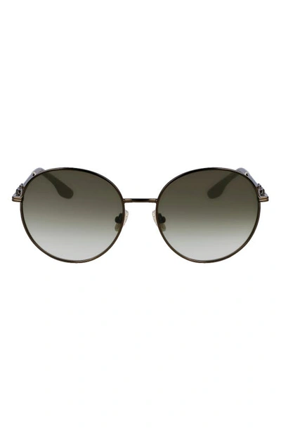 Shop Victoria Beckham 58mm Gradient Round Sunglasses In Khaki