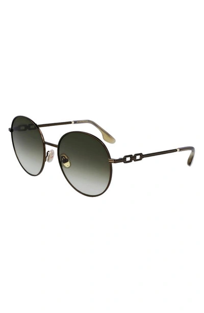 Shop Victoria Beckham 58mm Gradient Round Sunglasses In Khaki