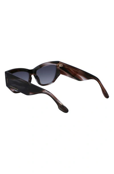 Shop Victoria Beckham 55mm Cat Eye Sunglasses In Striped Grey