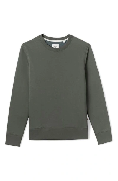 Shop Billy Reid Dover Crewneck Sweatshirt With Leather Elbow Patches In Grey Green