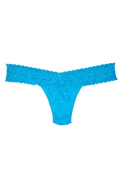 Shop Hanky Panky Signature Lace Low Rise Thong In Kingfisher Blue