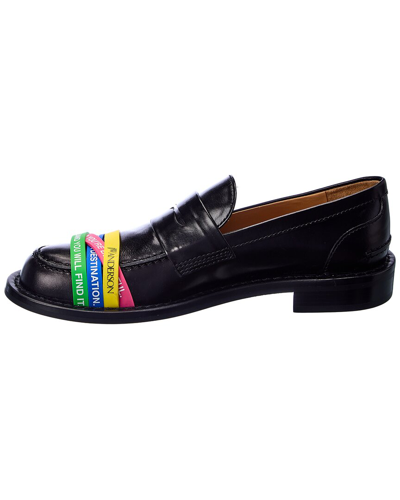 Shop Jw Anderson Elastic Straps Leather Loafer In Multi