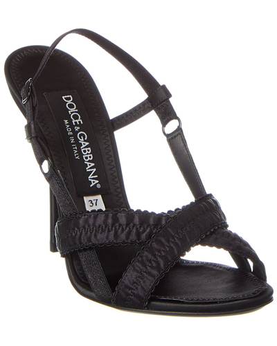 Shop Dolce & Gabbana Satin Slingback Sandal In Black