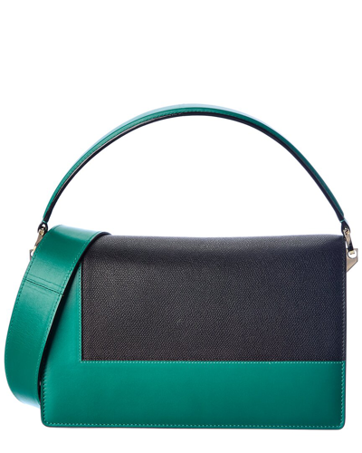 Shop Valextra Swing Medium Leather Shoulder Bag In Green