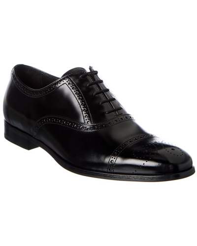 Shop Prada Leather Oxford In Black