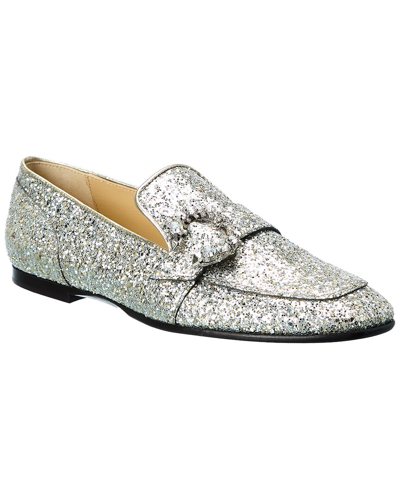 Shop Jimmy Choo Mani Glitter Loafer In Silver