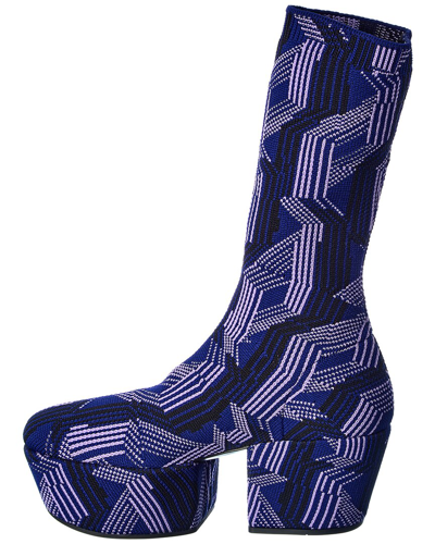 Shop Prada Argyle Knit Stretch Platform Boot In Purple