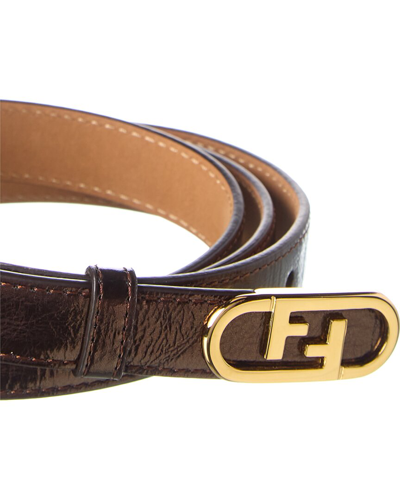 Shop Fendi Ff Motif Leather Belt In Brown