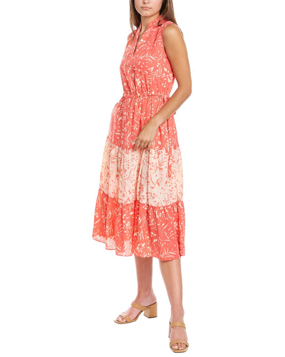 Shop Anne Klein Tiered Midi Dress In Pink