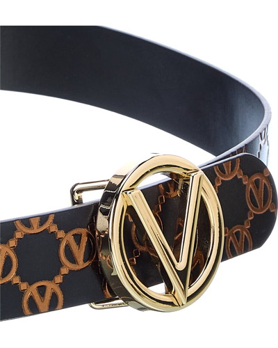 Shop Valentino By Mario Valentino Giusy Monogram Leather Belt In Black